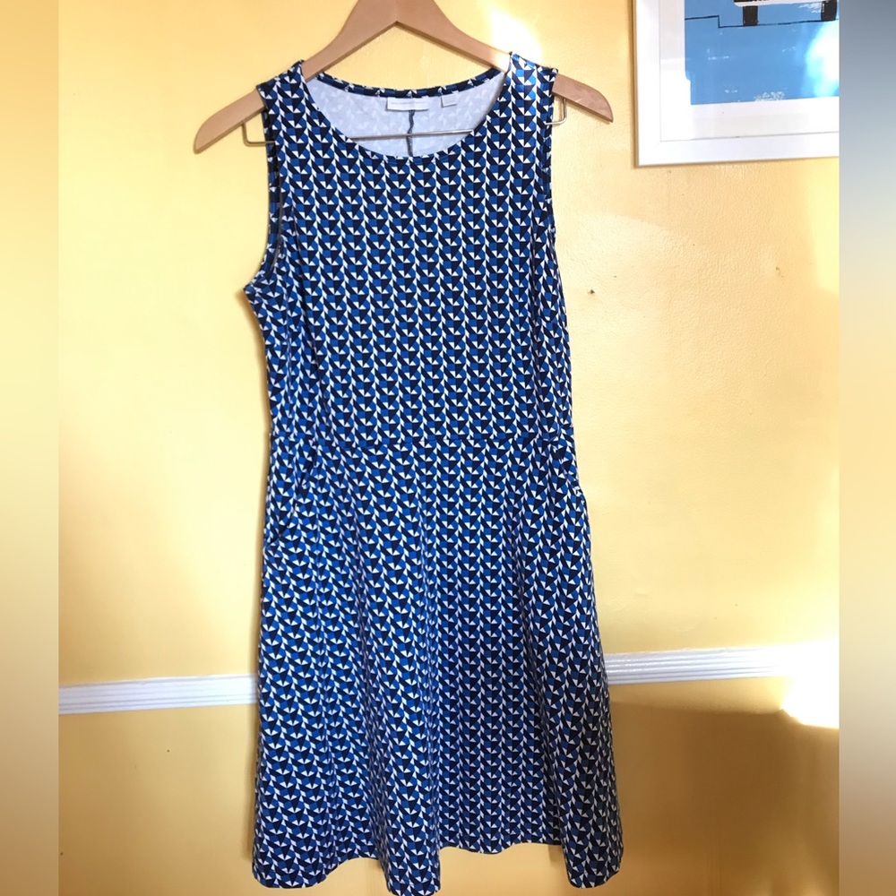 New York & Company sleeveless geometric fit flare dress with pockets